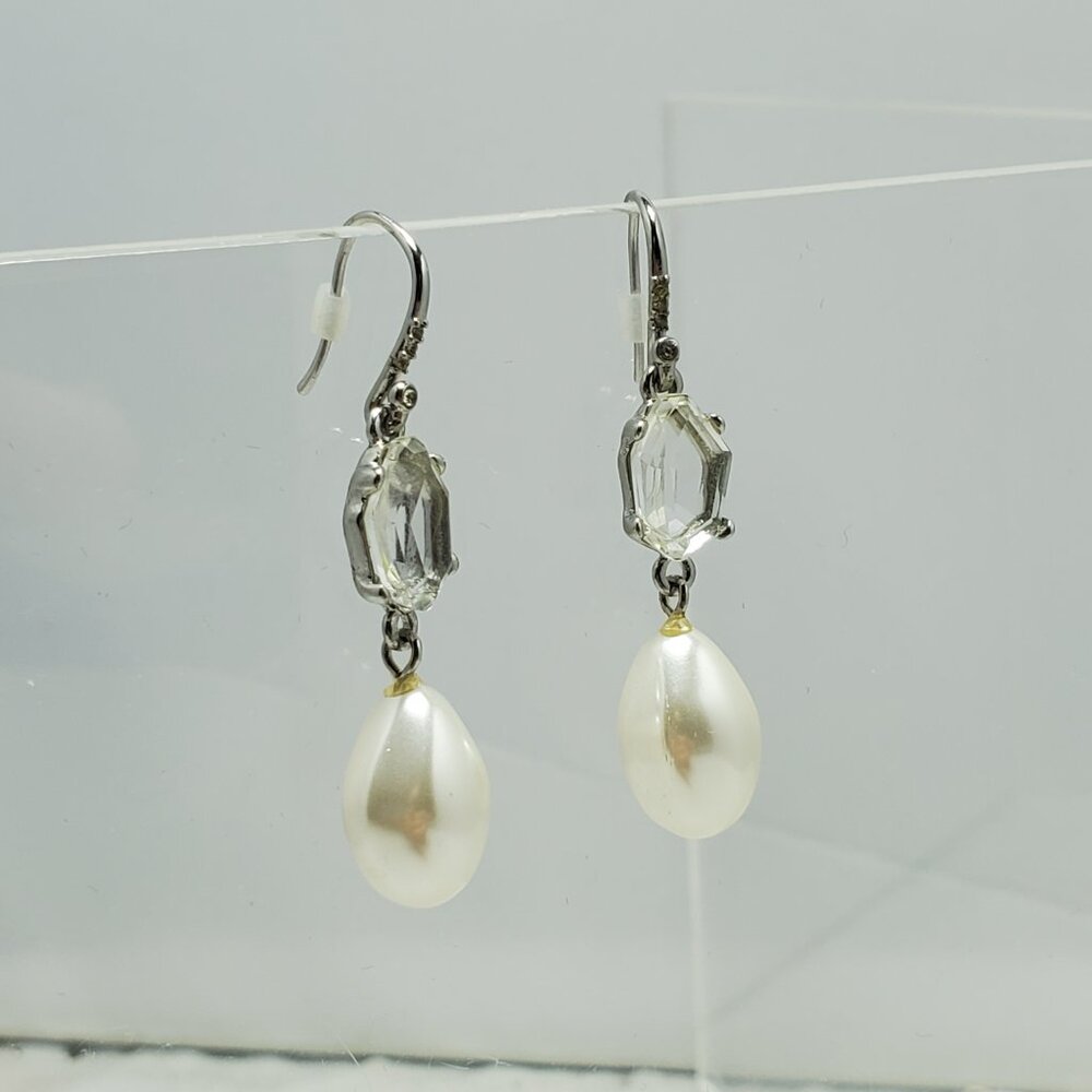 Bijou silver and Pearl drop fish hook earring